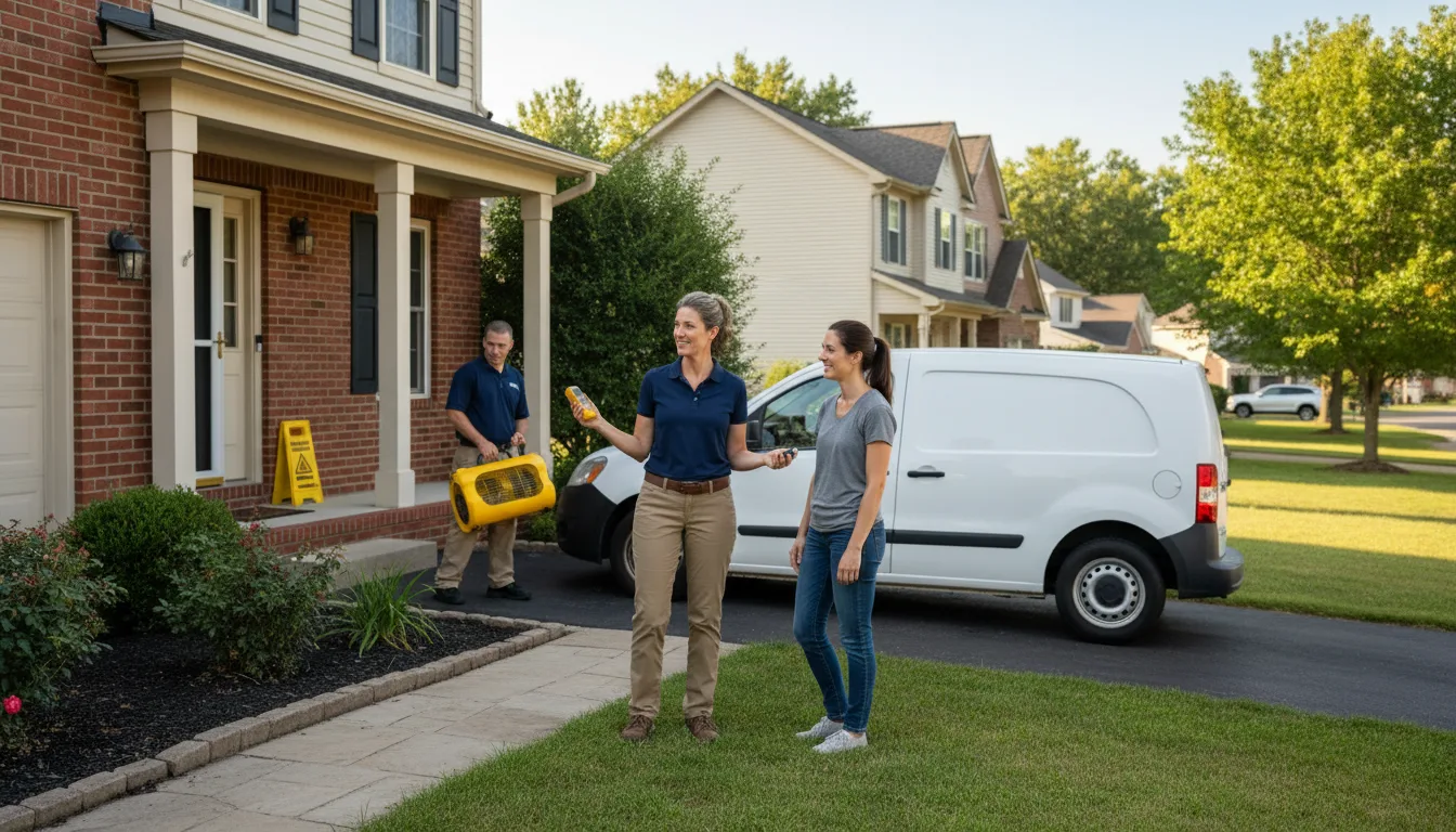 Residential water damage restoration in Little York, IL